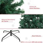 Árvore de Natal Artificial 180cm com 1000 Ramos de PVC Suporte Metálico Decoração de Natal para Interiores Ø102x180cm Verde