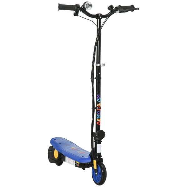 Trotinete Elétrica Dobrável com Velocidade Máx. 12 km/h Motor 120 W Autonomia Máxima 10 km e Farol LED 75x48x93 - 105 cm Azul