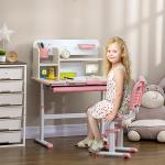 Conjunto de Secretária e Cadeira para Crianças com Altura Ajustável e Bancada Inclinável 80x52x88x109cm e 35,5x44,5x66 - 80cm Rosa