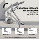 Espreguiçadeira de Jardim Dobrável com Toldo Removível e Ajustável e Encosto Ajustável em 4 Posições 187x58x36 cm Cinza Claro