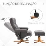 Poltrona Relax Reclinável com Apoio de Pés, 10 Pontos de Massagem, Giratória, Comando à Distância, Bolso Lateral, Cinzento