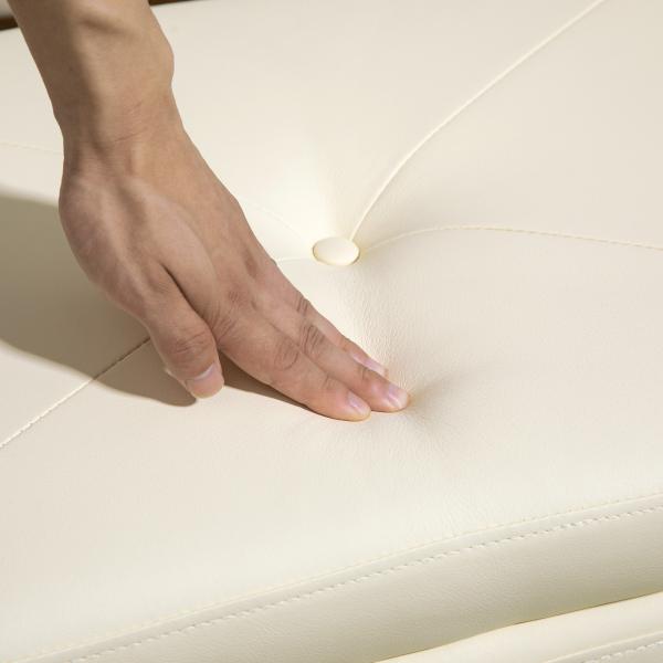 Baú de Armazenamento para Dormitório 33L Puff de Armazenamento Estofado em PU Banco de Arrumação 60x38x40 cm Creme