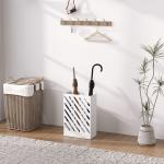Suporte para Guarda - Chuvas de Aço Galvanizado Estreito com Bandeja de Gotejamento Removível 4 Ganchos 28x14x41 cm Branco