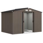 Abrigo de Jardim 277x195x192 cm Metálico para Armazenamento de Ferramentas com Base de Reforço Incluída Madeira