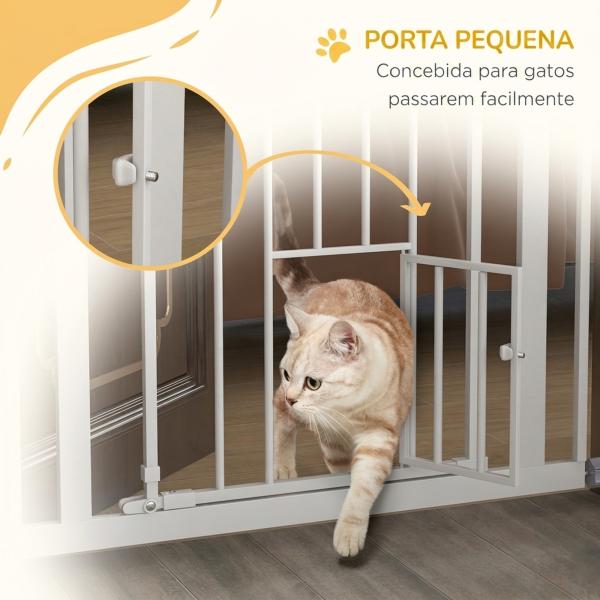 Barreira de Segurança Ajustável com Portinhola, Fecho Automático e Bloqueio Duplo, 74 - 80x104,1 cm, Branca