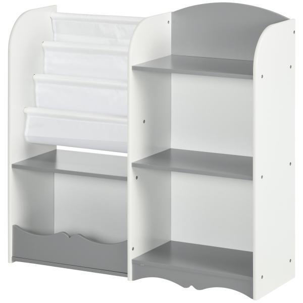 Organizador de Brinquedos Estante para Crianças com Prateleiras Abertas para Dormitório Sala de Jogos 85x26x84 cm Cinza