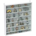 Vitrina de Parede em Madeira com Prateleiras Ajustáveis e 2 Portas Deslizantes de Vidro 80x9,5x83 cm Branco