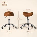 Banco Giratório com Rodas e Altura Ajustável para Estética, Dentista e Cabeleireiro – 52x53x49 - 61 cm, Castanho