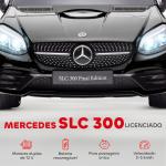Carro Elétrico Mercedes SLC 300 12V com Controlo Remoto Faróis LED Música TF USB e Abertura da Porta 3 - 5km/h 107x62,5x44 cm Preto