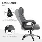 Cadeira de Escritório Giratória com Altura Ajustável Apoio para os Braços e Encosto Acolchoado de Linho Sintético 66x75x110 - 120 cm Cinza