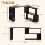 Mesa de Computador Secretária Mesa de Canto Giratória 360° com 5 Prateleiras 120x110x74,5 cm Preto
