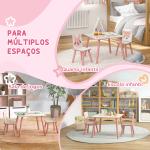 Conjunto de Mesa e Cadeiras para Crianças de 3 Peças Mesa Infantil com 2 Cadeiras Conjunto de Móveis para Atividades Rosa