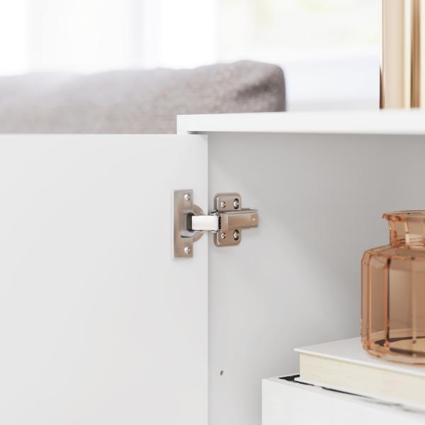 Aparador Moderno para Sala de Estar com Prateleiras Ajustáveis e Pés Dourados Móvel para TV até 65 Polegadas 140,8x35x77,5 cm Branco