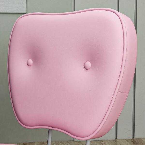 Cadeira de Escritório Estofada em PU com Altura Ajustável Sem Braços Cadeira de Estudo Dormitório 46x59x82 - 92 cm Rosa