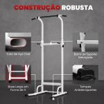 Barra de Elevações com Altura Ajustável 176,5 - 227 cm Resistente Máquina de Elevações Multifuncional Branco