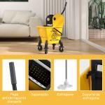 Balde de Esfregona com Rodas Espremedor Desmontável de Pressão para Baixo Capacidade 26 L Inclui Esfregona e Asa 45x31x90 cm Amarelo