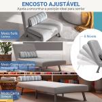 Sofá - Cama Individual Dobrável com Encosto Ajustável 5 Posições, Almofada e Revestimento em Linho Sintético, 75x70x75 cm, Cinzento