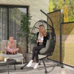 Cadeira Suspensa com Suporte Cadeira Baloiço de Jardim com Cesto Dobrável Almofada e Apoio para a Cabeça 120x88x192 cm Preto