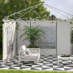 Paredes Laterais para Tenda de 2 Painéis 295x195 cm com Janela Enrolável e Porta com Fecho de Correr para Tenda 3x3 m ou 3x6 m Branco