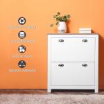 Sapateira Estreita de Entrada com 2 Gavetas Abatíveis Prateleiras Ajustáveis para 12 Pares de Sapatos 79x23x90,5 cm Branco