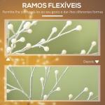 Árvore Sintética Altura 150cm com 120 Luzes LED IP44 Ajustável em 3 Modos Ramos Flexíveis 20x20x150cm Branco