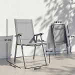 Conjunto de 4 Cadeiras de Campismo Dobráveis Cadeiras de Jardim com Tecido Textilene Respirável 58x62x97 cm Cinza Claro
