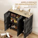 Aparador para Sala de Estar Móvel Buffet com 3 Portas e Prateleiras Ajustáveis 90x30x90 cm Preto e Madeira
