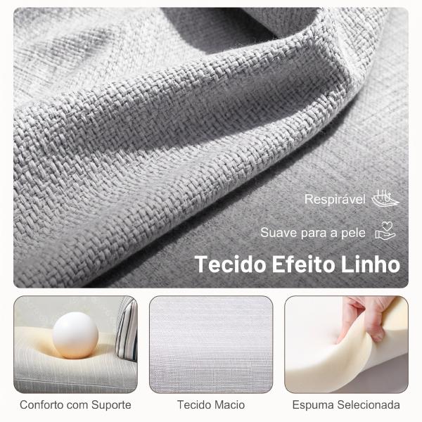 Sofá - Cama Individual Dobrável com Encosto Ajustável 5 Posições, Almofada e Revestimento em Linho Sintético, 75x70x75 cm, Cinzento