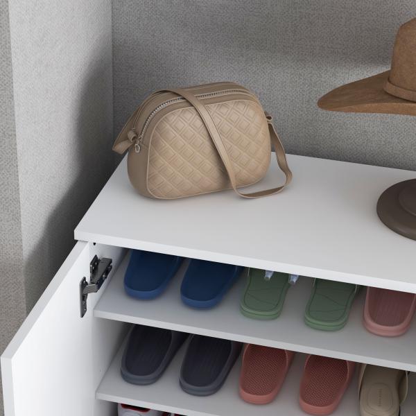 Sapateira com Espelho Móvel Sapateira para 18 Pares de Sapatos com Prateleiras Ajustáveis 60x32x95 cm Branco