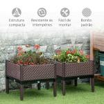 Conjunto de 2 Floreiras de Exterior Quadradas Elevadas Combinação Livre Floreiras para Jardim 50x50x46,5 cm Marrom