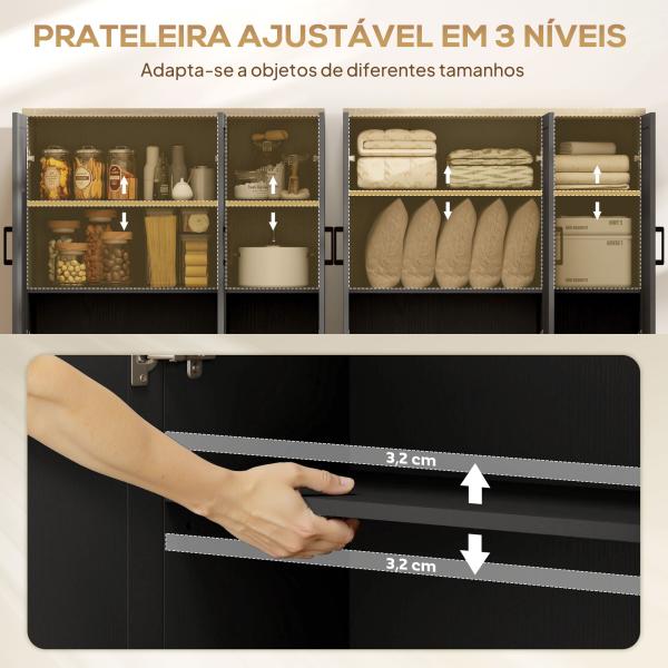 Aparador para Sala de Estar Móvel Buffet com 3 Portas e Prateleiras Ajustáveis 90x30x90 cm Preto e Madeira