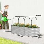 Caixa de Plantio Grande com Cobertura de Estufa e Rede Fundo Aberto para Jardim Terraço 200x60x103 cm Prateado