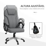 Cadeira de Escritório Giratória com Altura Ajustável Apoio para os Braços e Encosto Acolchoado de Linho Sintético 66x75x110 - 120 cm Cinza