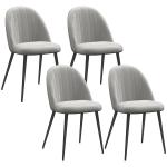 Conjunto de 4 Cadeiras de Sala de Jantar Modernas Cadeiras Estofadas em Veludo com Encosto Alto e Pés de Aço 50x52x83 cm Cinza