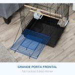 Gaiola para Pássaros com Teto Abatível 2 Poleiros 2 Comedouros e Bandeja Amovível para Canários Periquitos 40x40x59 cm Preto