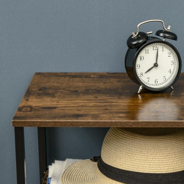 Cómoda com 4 Gavetas de Tecido Dobrável e 2 Prateleiras Abertas Estilo Industrial 84x30x71,4cm Marrom Rústico