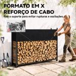 Lenheiro com Capa Oxford 600D e Cabos, Estrutura em Aço Galvanizado, Carga 500 kg, para Interior e Exterior, Preto