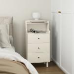 Cómoda com 3 Gavetas Cómoda de Quarto Estreita com Prateleiras Abertas Anti - Tombo Gaveteiro Alto 47x29x95 cm Branco Acinzentado