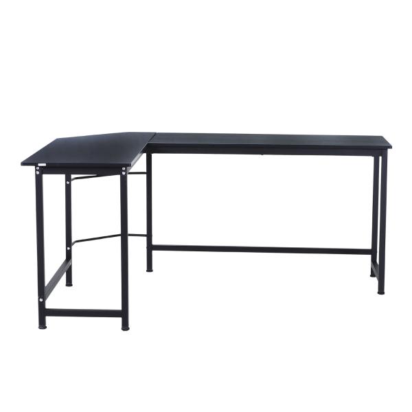 Secretária de Canto Mesa de Computador em Forma de L com Estrutura de Aço 168x120x75cm Preto