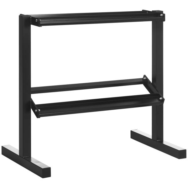 Suporte para Halteres de 2 Níveis Suporte de Armazenamento para Halteres 92,5x50,5x80,5 cm Preto