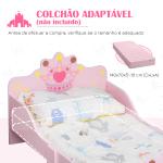 Cama Infantil +3 Anos 143x73x60 cm com Estampado Coroa Carga 50 kg para Quarto Rosa