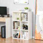 Estante para Livros Estante de Madeira de 3 Níveis com 6 Compartimentos de Armazenamento 65,5x30x97,5 cm Branco