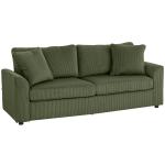 Sofá de 3 Lugares Sofá Sala de Estar 212x80x88 cm Estofado em Veludo Canelado com 2 Almofadas Desenho Moderno Verde