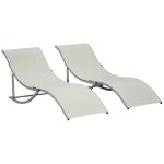 2 espreguiçadeiras ergonômicas dobráveis ​​em forma de S com estrutura de alumínio Textilene para jardim e varanda 165x61x63 cm Bege