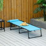 Espreguiçadeira de jardim dobrável e ajustável com 4 posições sistema de laço Estrutura de Aço 197x58x76 cm azul claro