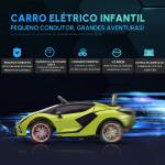 Carro Elétrico Infantil Lamborghini SIAN 12V para Crianças de 3 - 8 anos com Controle Remoto Abertura da Porta Música MP3 USB e Faróis 108x62x40 cm Verde