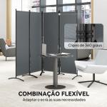 Biombo Separador de Ambientes de 4 Painéis Biombo Dobrável 221x172 cm com Pés Largos para Terraço Pátio Jardim Cinza Escuro