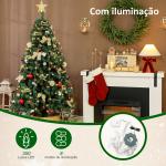 Árvore de Natal de 180 cm com Decorações 200 Luzes LED Branco Quente 8 Modos de Iluminação e 650 Ramos Verde