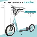 trotinete para crianças acima de 5 anos Guiador ajustável Rodas infláveis 135x58x88 - 94 cm Azul