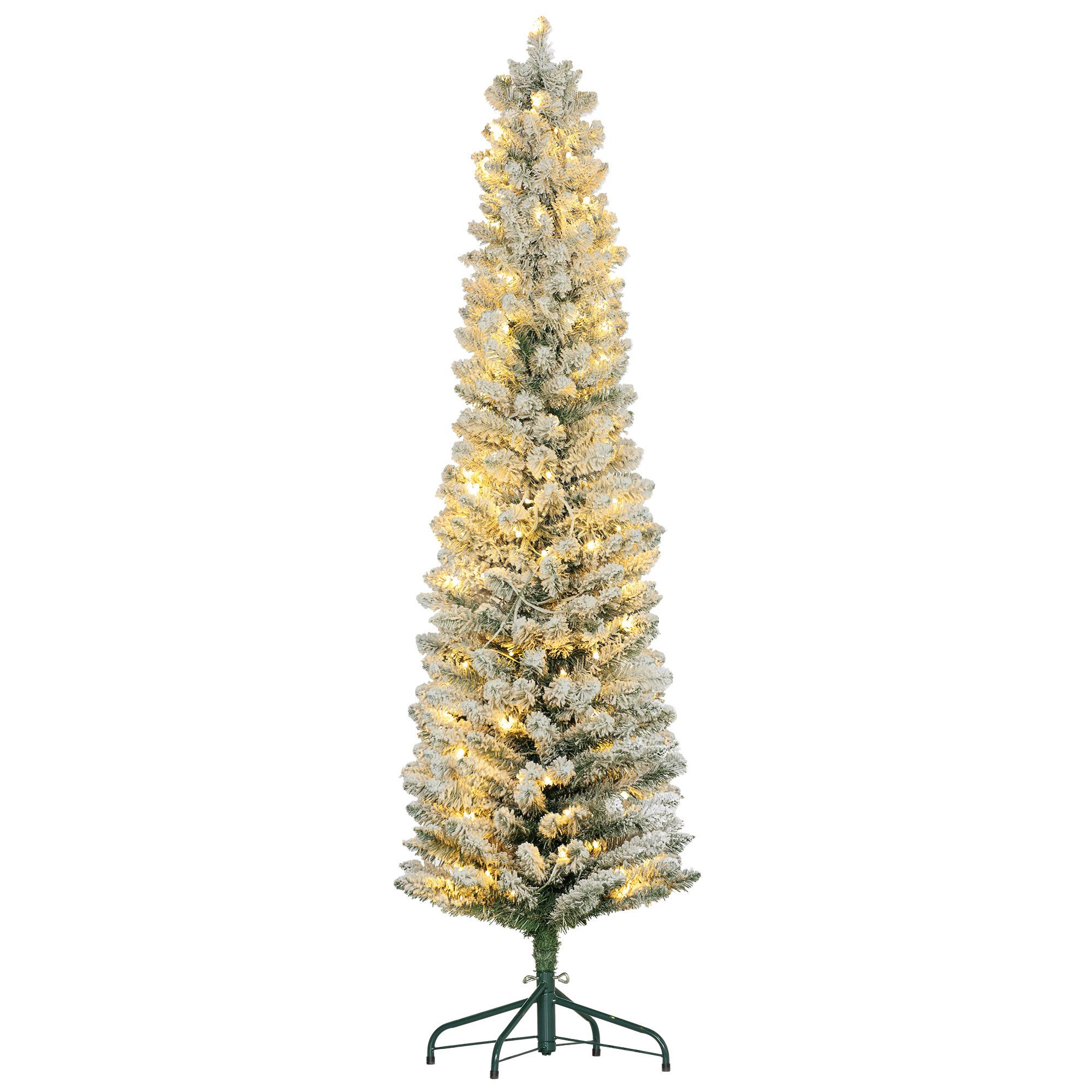 Árvore de Natal 180 cm Árvore de Natal Artificial Nevada com 150 Luzes LED 329 Ramos Verde e Branco
